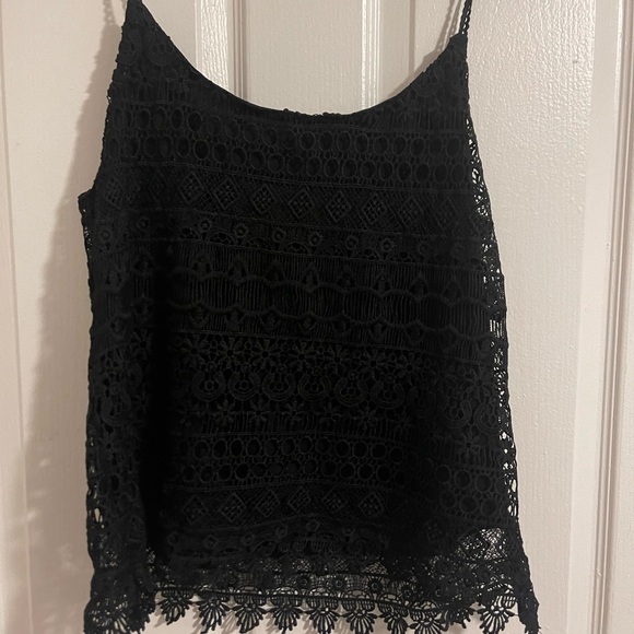 5/$20 Women's Large Black lace tank top blouse - Picture 2 of 5